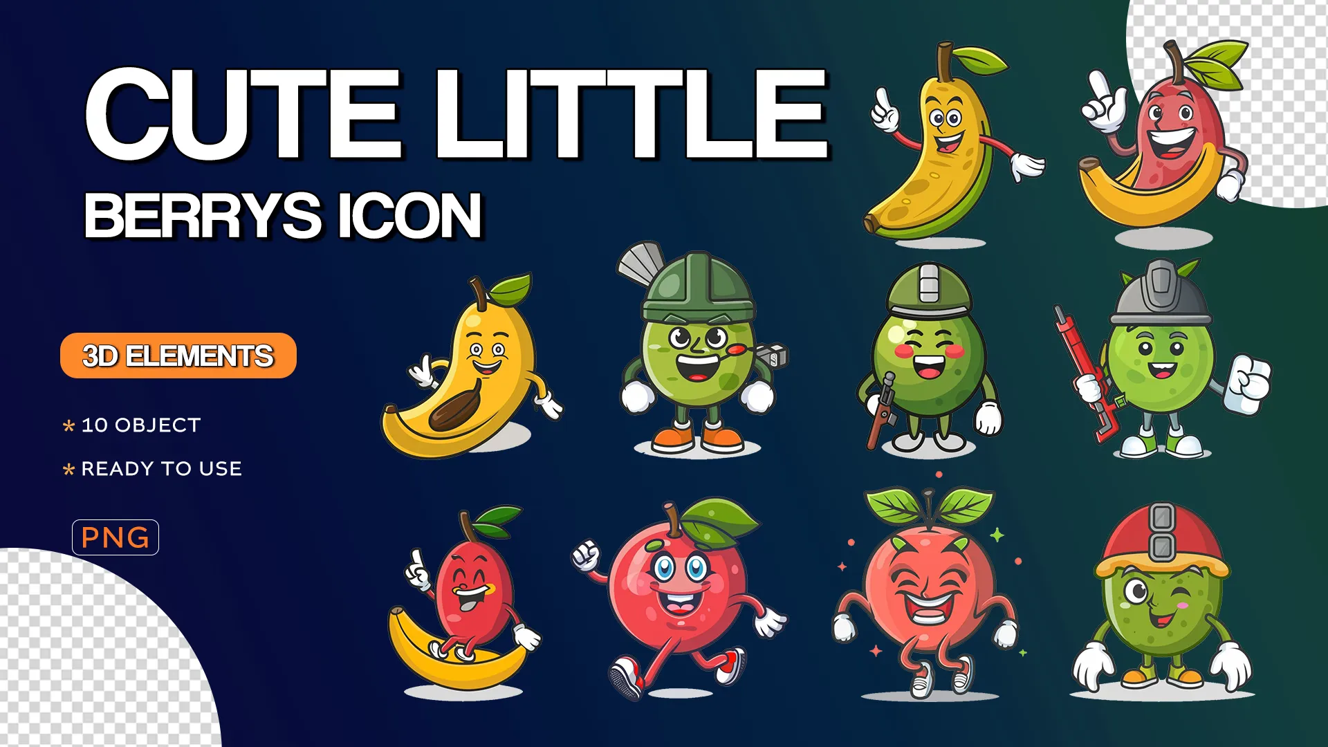 Adorable Armed Fruits Icon Pack image